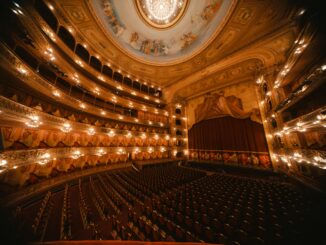 Stunning view of the ornate interior of Teatro Colón, Buenos Aires, Argentina.