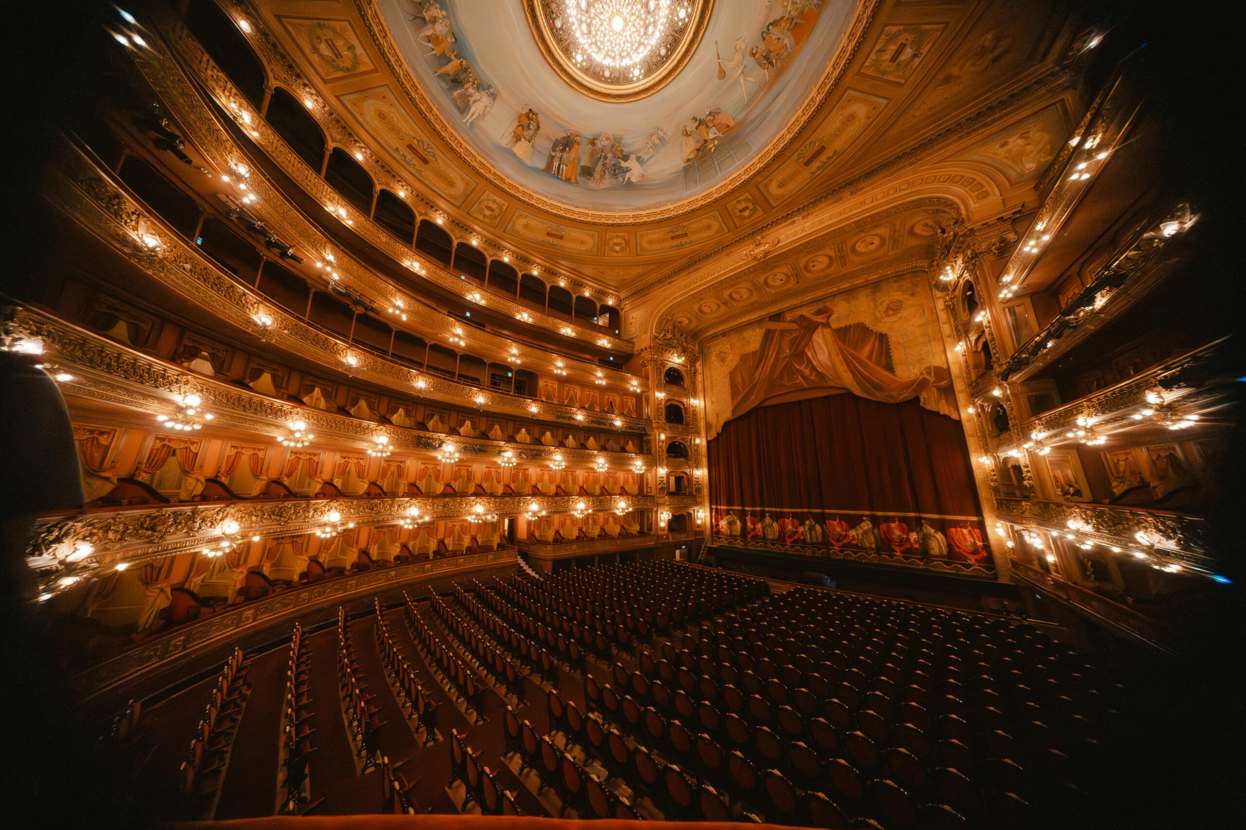 Stunning view of the ornate interior of Teatro Colón, Buenos Aires, Argentina.