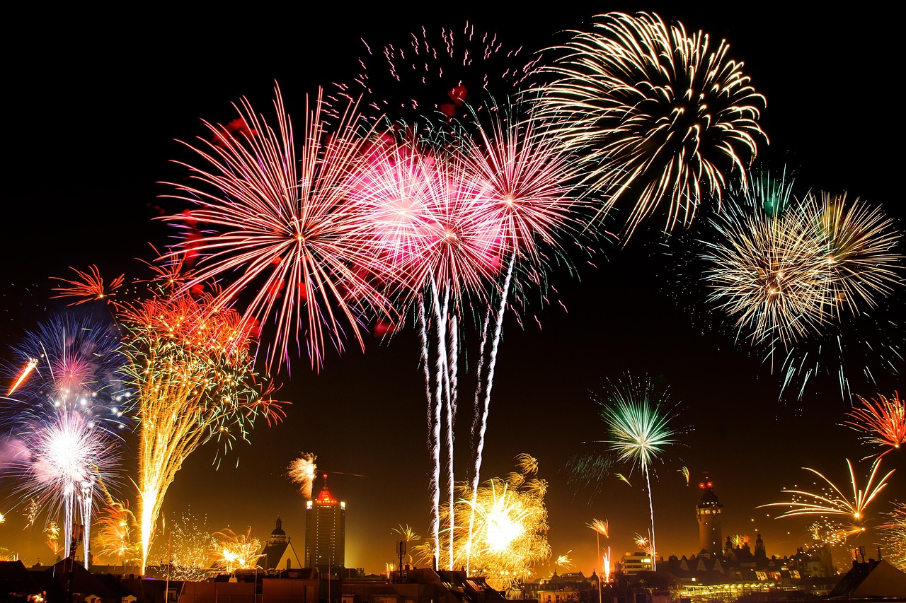 new year's eve, fireworks, city, sky, beacon, light, crackers, nature, fireworks display, fireworks show, pyrotechnics, celebration, night sky, colorful, party, night